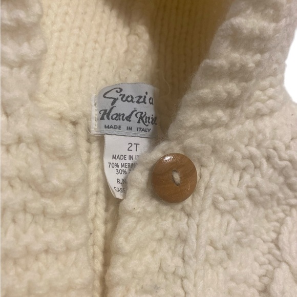 Hand knitted by Grazia made in Italy merino wool vintage toddler cardigan sz 2T - Picture 5 of 11